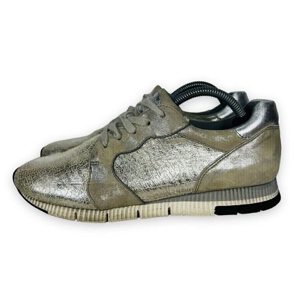 Paul Green Echt Leder Metallic Silver Low Top Casual Sneakers Women's 5 - Picture 2 of 12